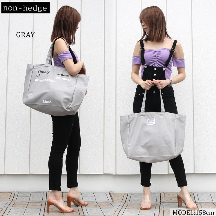 グレー | カラーロゴキャンバスビッグトートバッグ レディース ファッション | non-hedge