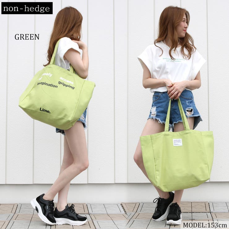 グリーン | カラーロゴキャンバスビッグトートバッグ レディース ファッション | non-hedge