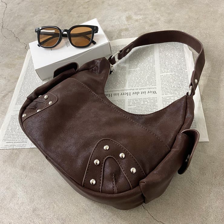 ブラウン | 合成皮革スタッズ2WAYバッグ | non-hedge 