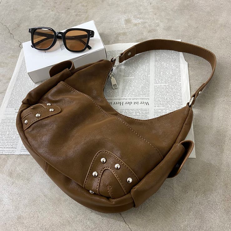 キャメル | 合成皮革スタッズ2WAYバッグ | non-hedge 