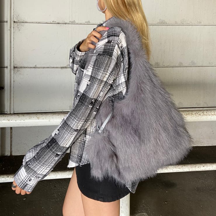 グレー | フェイクファーポーチ付きバッグ | non-hedge 