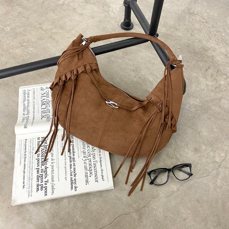 キャメル | フェイクスウェードフリンジバッグ | non-hedge 