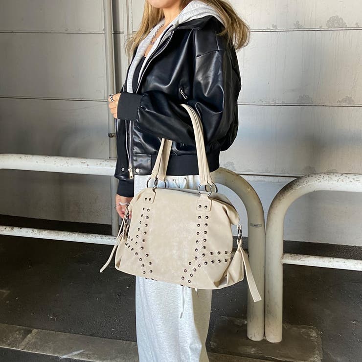 合成皮革スタッズボストンバッグ | non-hedge  | 詳細画像13 