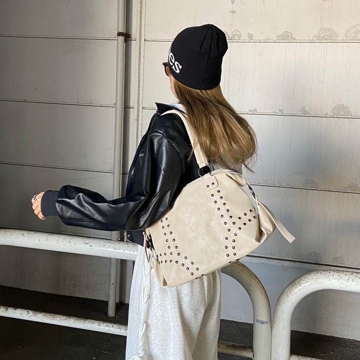 合成皮革スタッズボストンバッグ | non-hedge  | 詳細画像14 