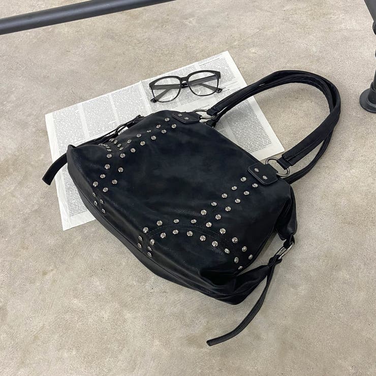 ブラック | 合成皮革スタッズボストンバッグ | non-hedge 