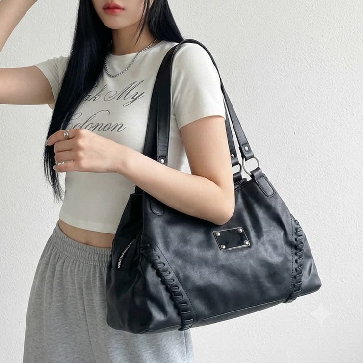 型押し合成皮革プレートボストンバッグ | non-hedge  | 詳細画像13 