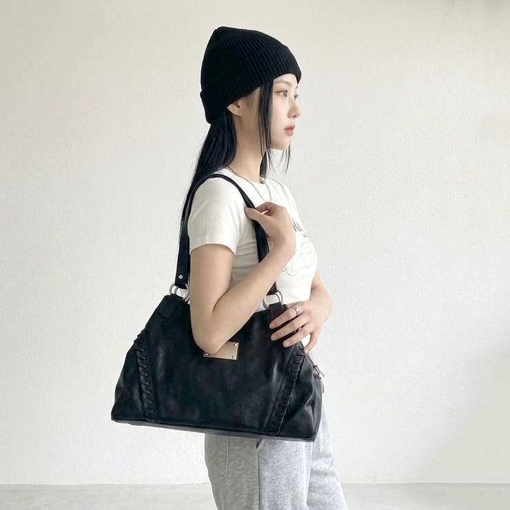 型押し合成皮革プレートボストンバッグ | non-hedge  | 詳細画像16 