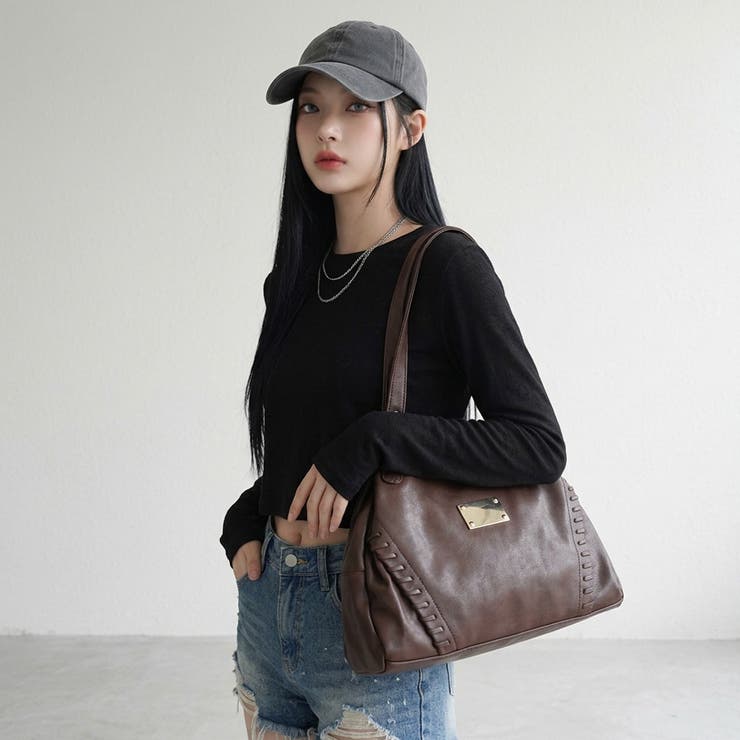 型押し合成皮革プレートボストンバッグ | non-hedge  | 詳細画像19 
