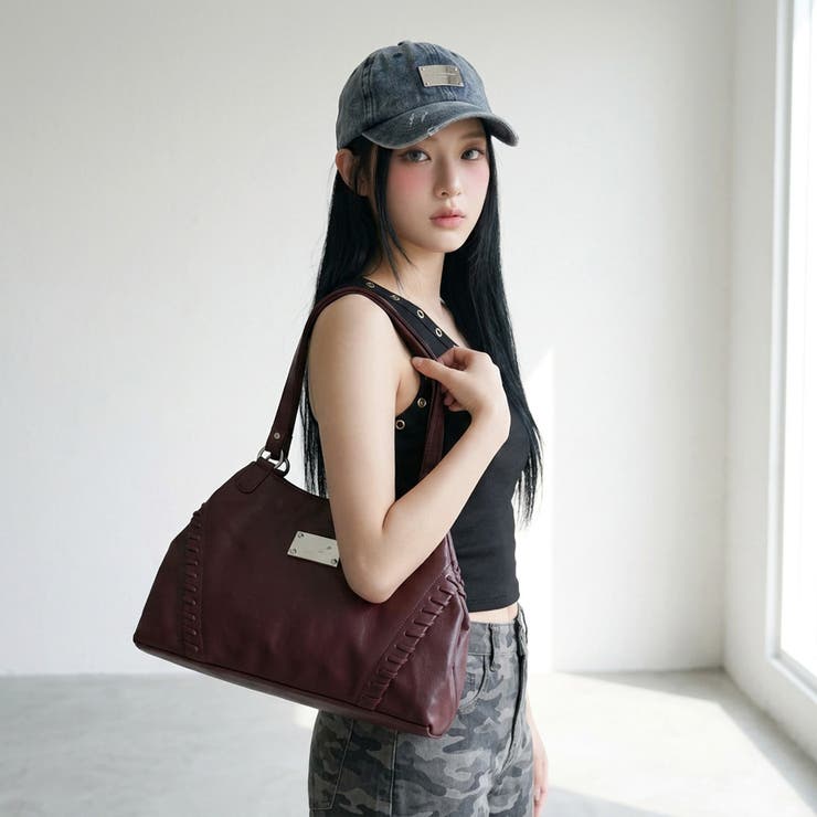 型押し合成皮革プレートボストンバッグ | non-hedge  | 詳細画像3 
