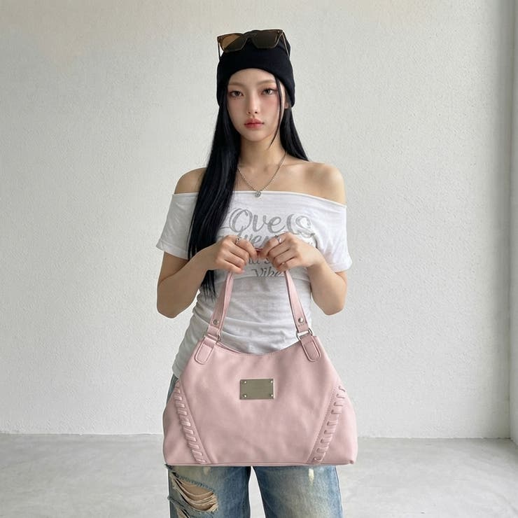 型押し合成皮革プレートボストンバッグ | non-hedge  | 詳細画像9 
