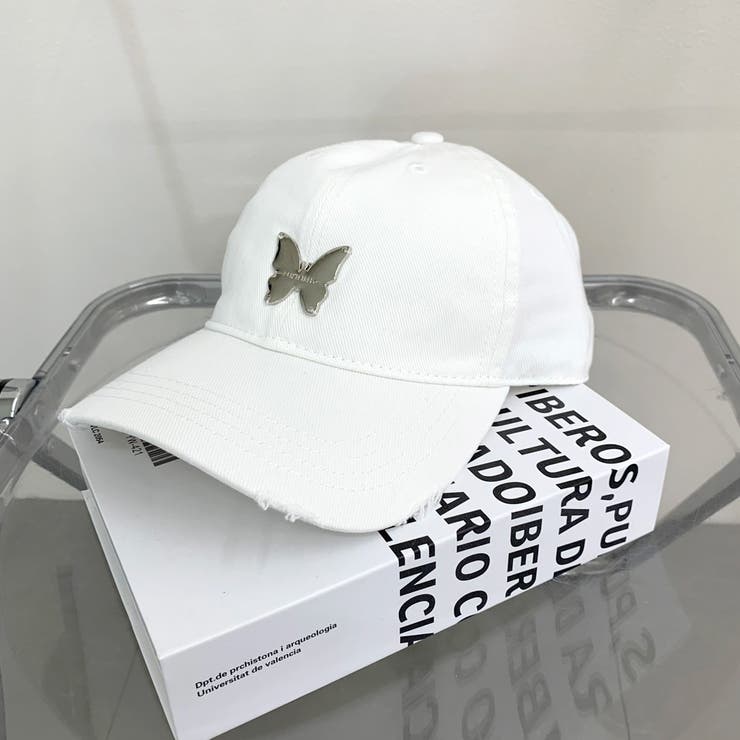 ホワイト | 蝶ダメージキャップ | non-hedge