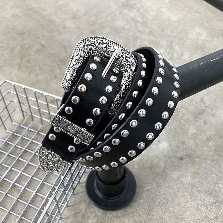 デザインバックルモチーフスタッズベルト[品番：NHGW0005604