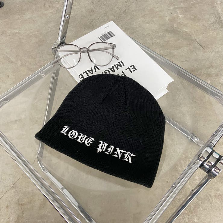 ブラック | ハナモジ刺繍ビーニー | non-hedge 