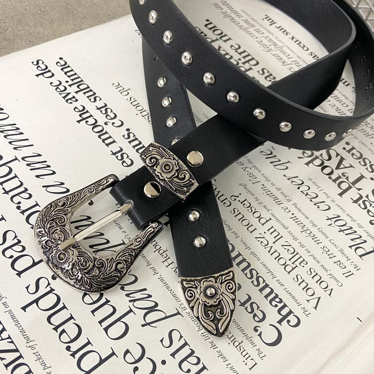 アンティーク風バックルスタッズベルト | non-hedge  | 詳細画像1 