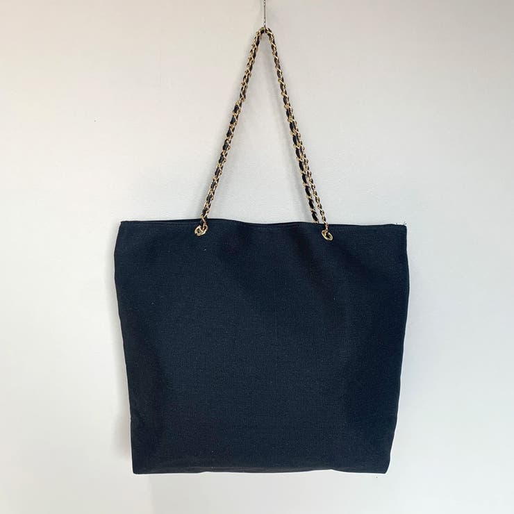 ブラックトートバッグ チェーンハンドル付き CHARLES ＆ KEITH ショルダーバッグ バッグ チェーンハンドル