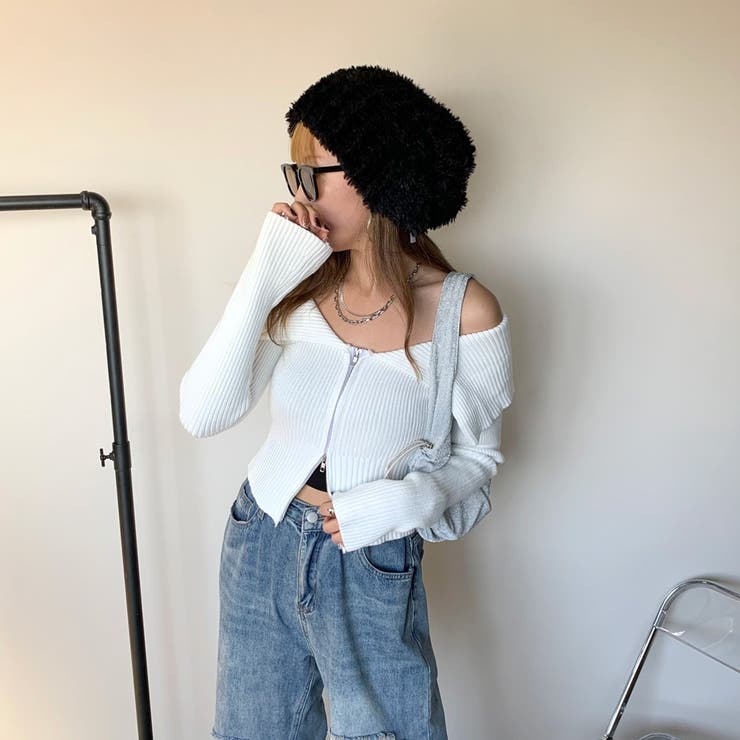 WZIPオフショルニットトップス[品番：NHGW0004144]｜non-hedge