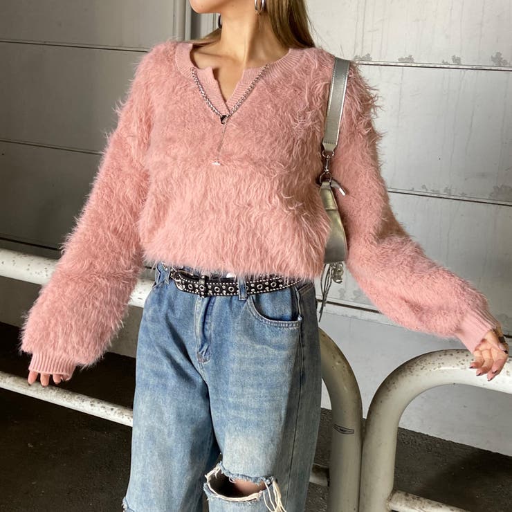 ピンク | シャギーキーネックプルオーバー | non-hedge 