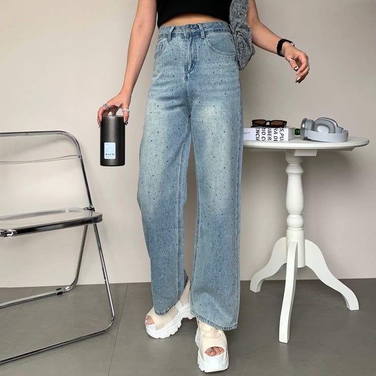 ライトブルー | ストーンデニムストレートパンツ | non-hedge 