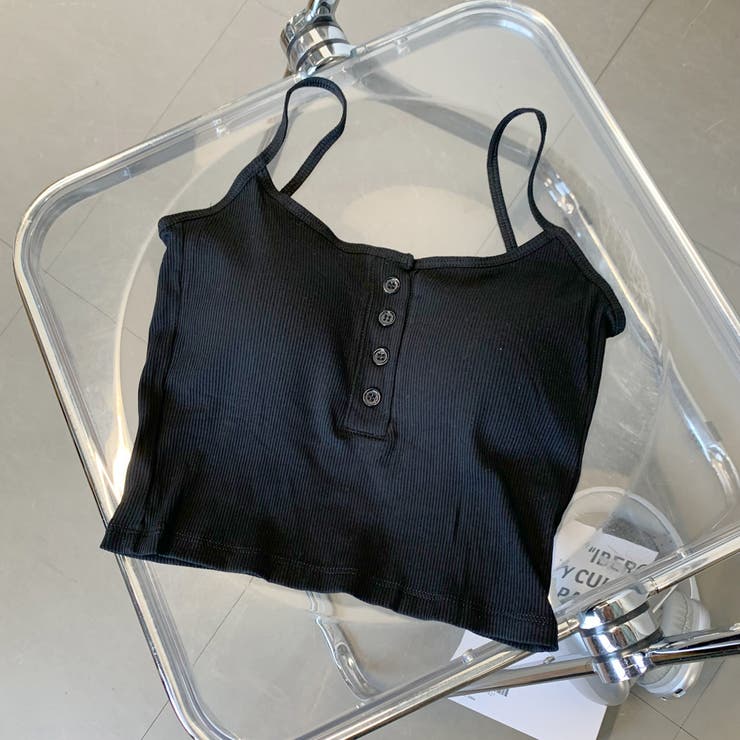 ブラック | リブボタンバックオープンキャミソール | non-hedge 