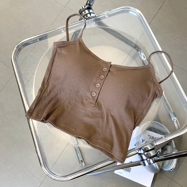 ブラウン | リブボタンバックオープンキャミソール | non-hedge 