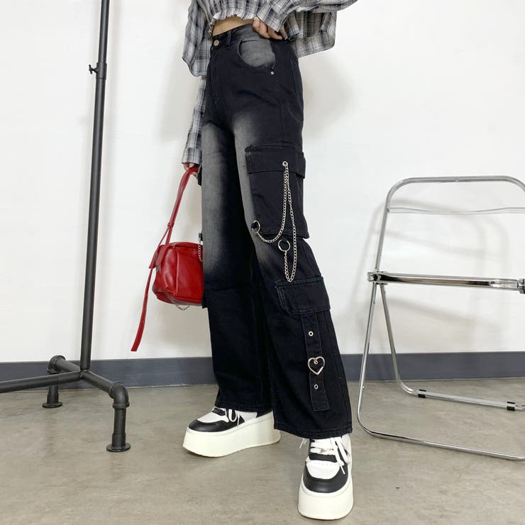 チェーン付きデニムカーゴパンツ[品番：NHGW0005036]｜non-hedge 