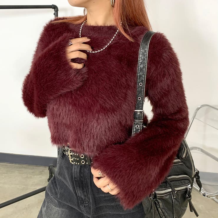 ボルドー | シャギーショートプルオーバー | non-hedge 