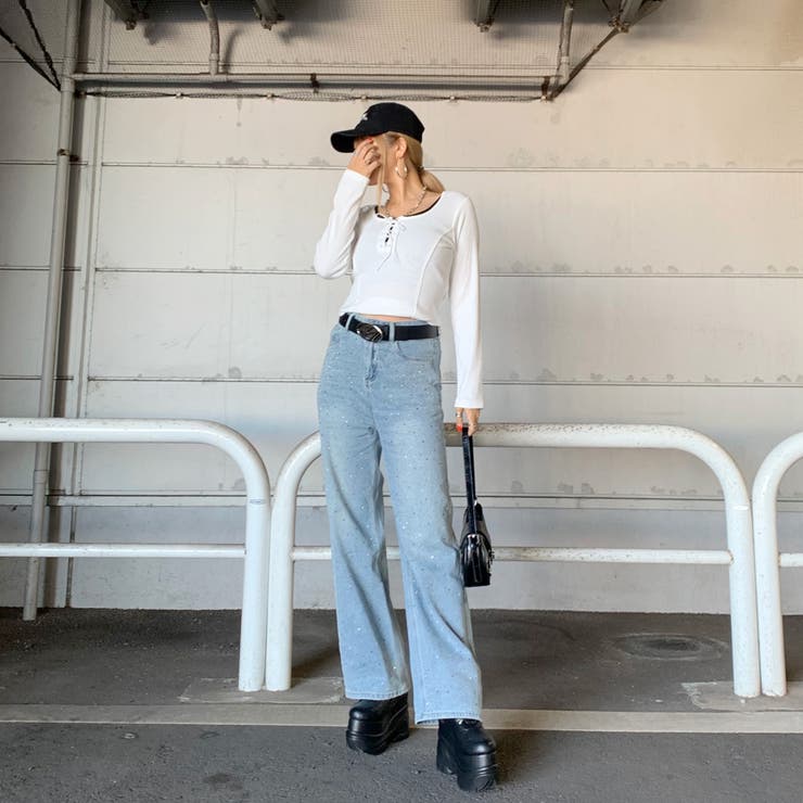 レースアップリブショートトップス | non-hedge  | 詳細画像13 