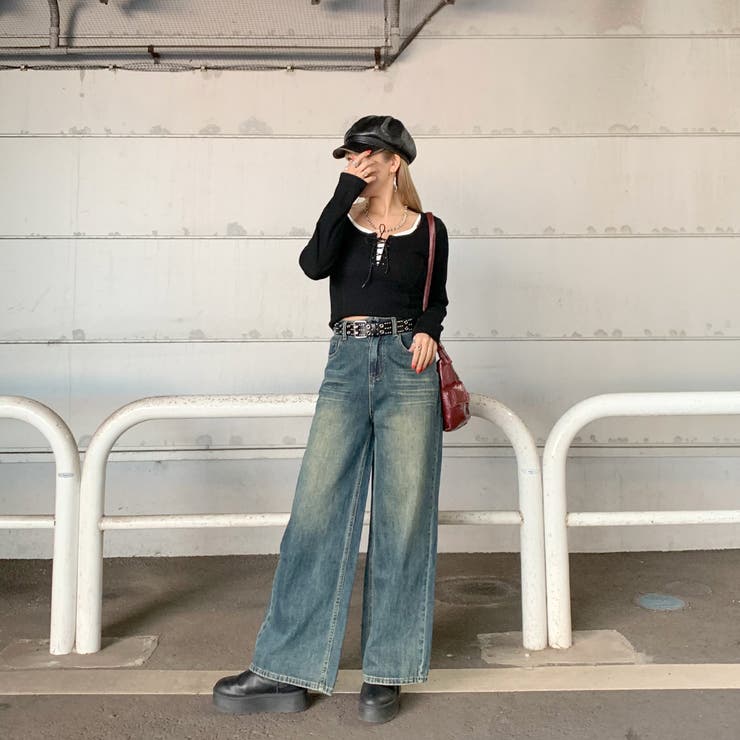 レースアップリブショートトップス | non-hedge  | 詳細画像17 