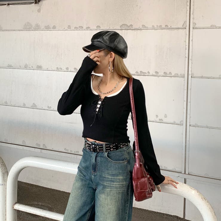 レースアップリブショートトップス | non-hedge  | 詳細画像18 