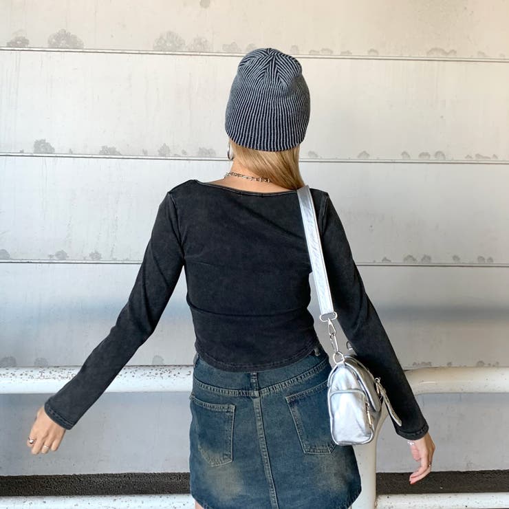 レースアップリブショートトップス | non-hedge  | 詳細画像4 