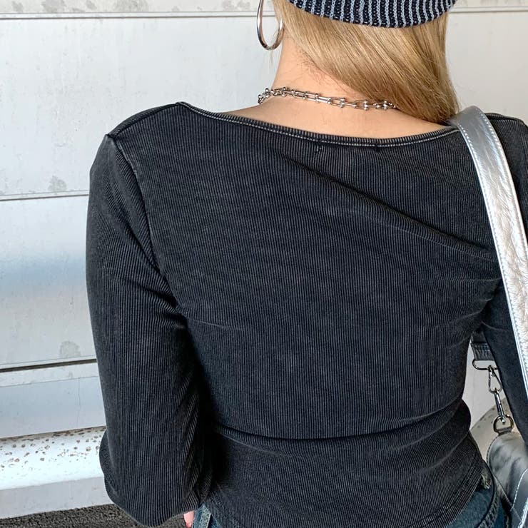 レースアップリブショートトップス | non-hedge  | 詳細画像8 