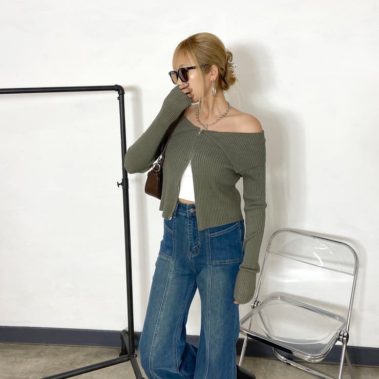 ZIPオフショルリブニット | non-hedge  | 詳細画像8 