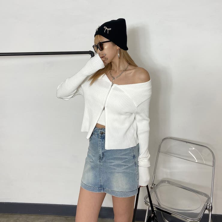 ZIPオフショルリブニット | non-hedge  | 詳細画像11 