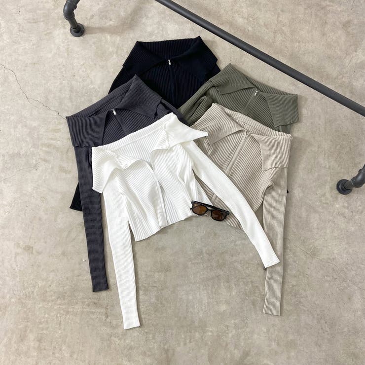 ZIPオフショルリブニット | non-hedge  | 詳細画像25 