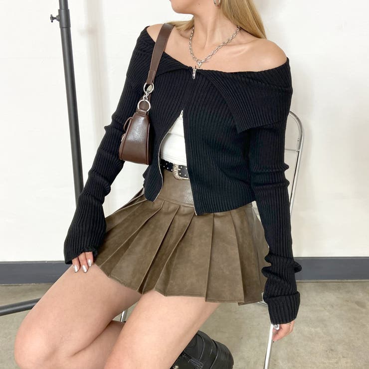 ブラック | ZIPオフショルリブニット | non-hedge 