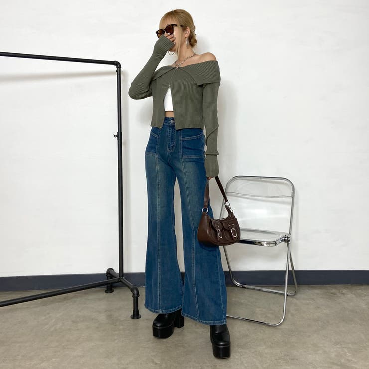 ZIPオフショルリブニット | non-hedge  | 詳細画像7 