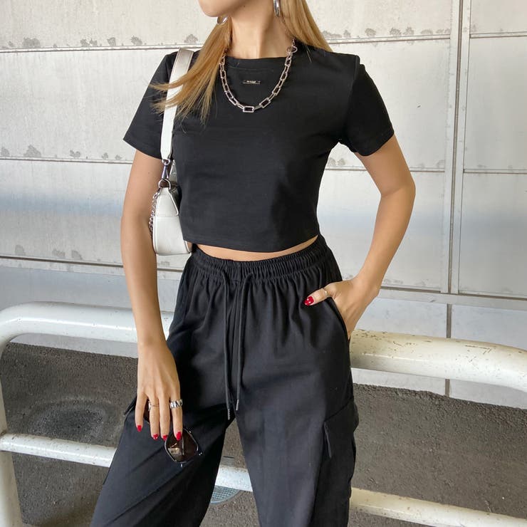 Tシャツ レディース セットアップ カーゴパンツ ペアスキン シルバープレートTシャツ・カーゴパンツセットアップ[品番