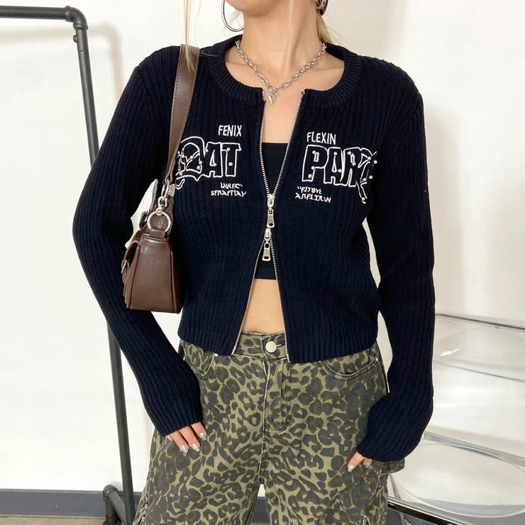 ブラック | ロゴリブZIPトップス | non-hedge 