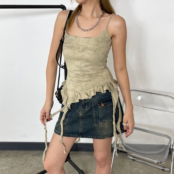 ベージュ | ストーンロゴアシメトップス | non-hedge 