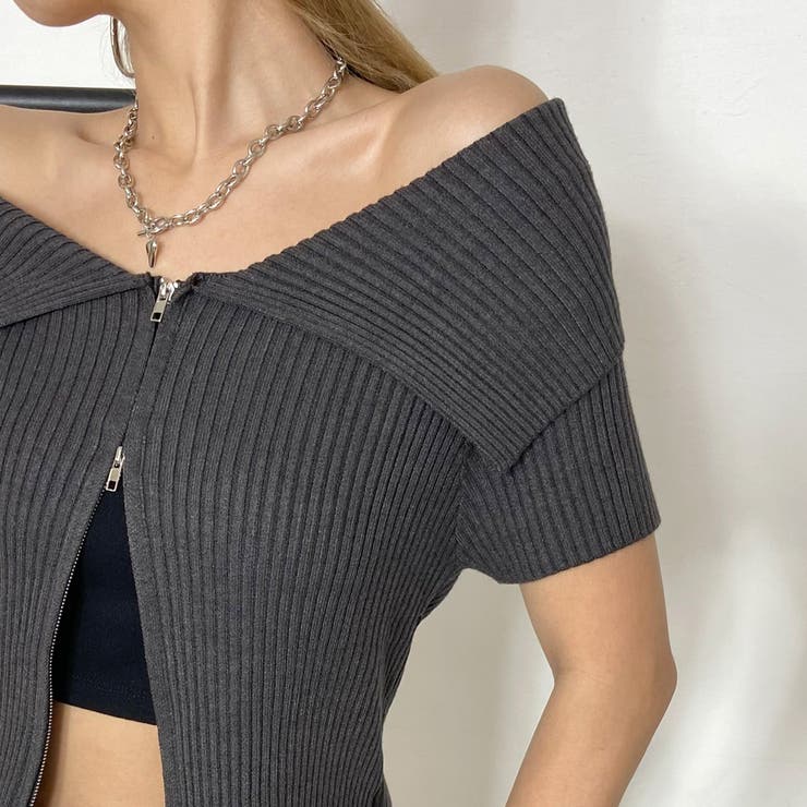 ZIPオフショルリブニットトップス | non-hedge  | 詳細画像21 