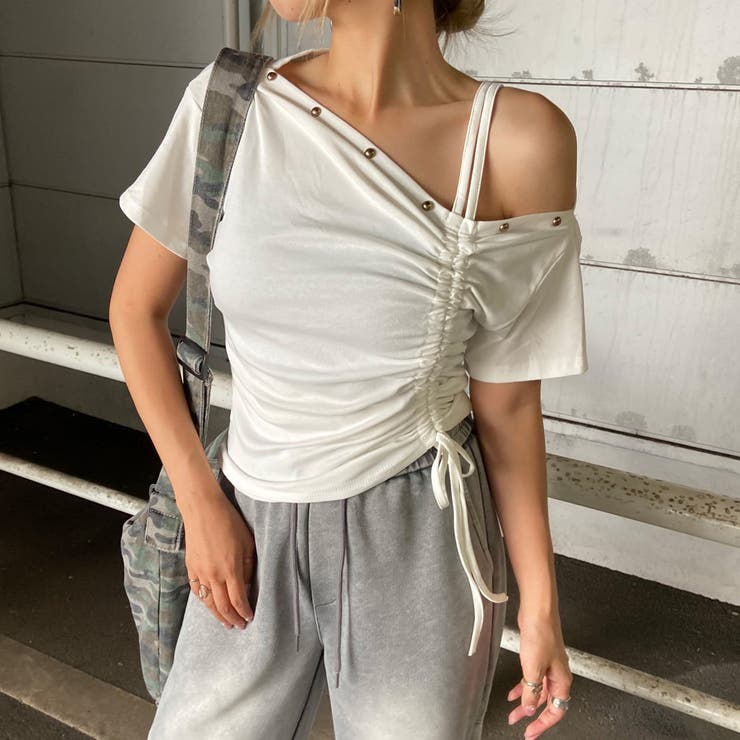 オフホワイト | リベットワンショルダートップス | non-hedge 