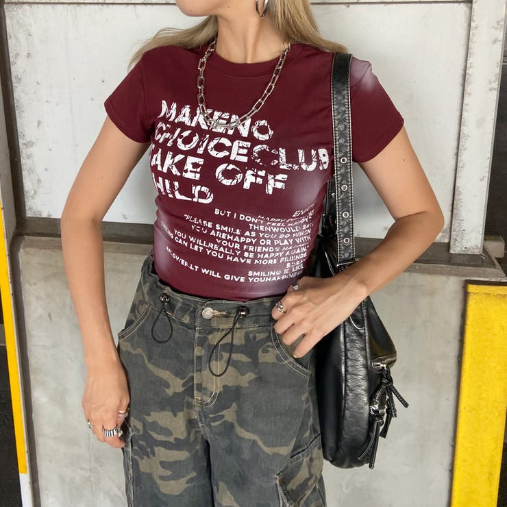 ボルドー | ロゴムラプリントTシャツ | non-hedge 