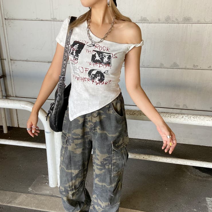 ロックプリントイレヘムリブトップス | non-hedge  | 詳細画像12 