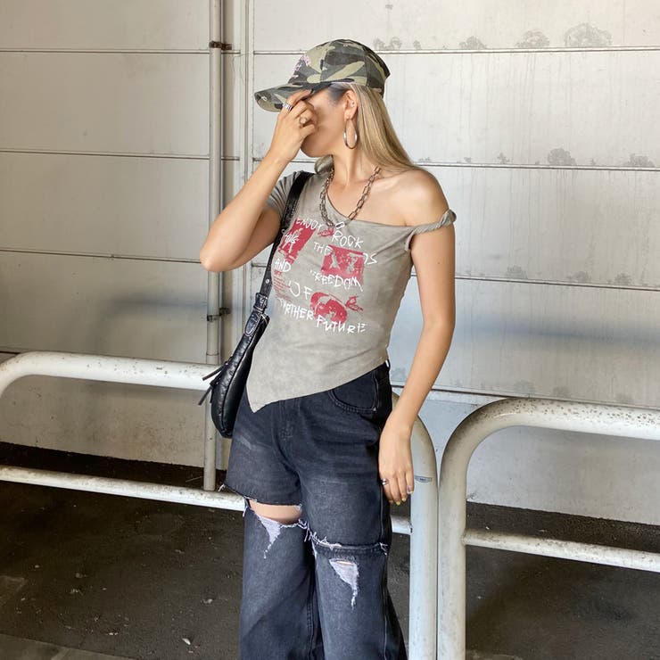 ロックプリントイレヘムリブトップス | non-hedge  | 詳細画像14 