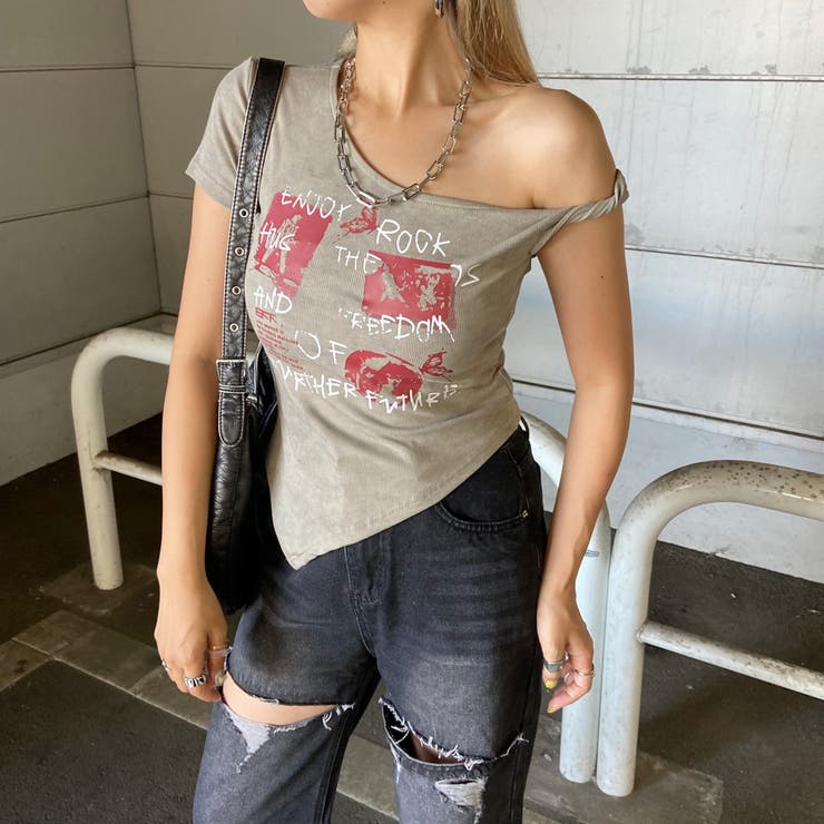 ロックプリントイレヘムリブトップス | non-hedge  | 詳細画像15 