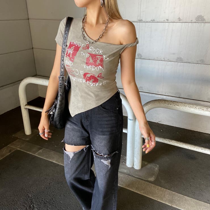 ロックプリントイレヘムリブトップス | non-hedge  | 詳細画像16 