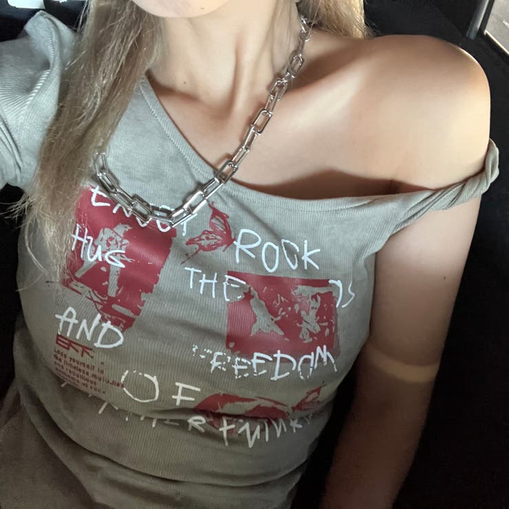 ロックプリントイレヘムリブトップス | non-hedge  | 詳細画像17 