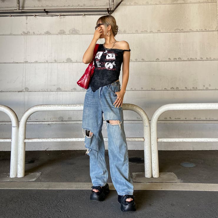 ロックプリントイレヘムリブトップス | non-hedge  | 詳細画像18 