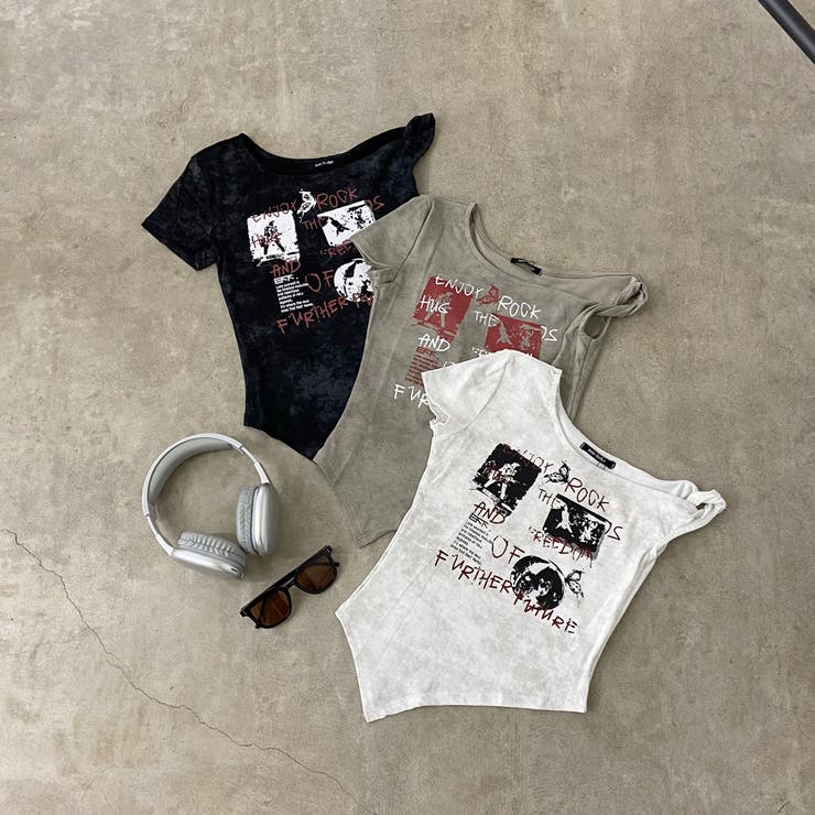 ロックプリントイレヘムリブトップス | non-hedge  | 詳細画像22 