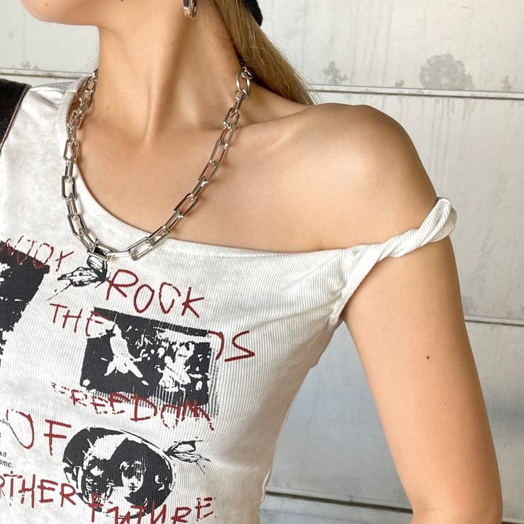 ロックプリントイレヘムリブトップス | non-hedge  | 詳細画像7 